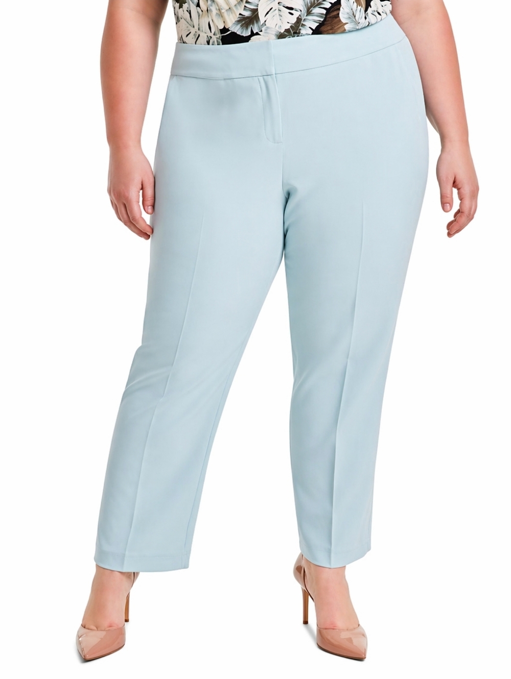 Kasper Plus Size Light Blue Ankle Pants Dress Pants Petite